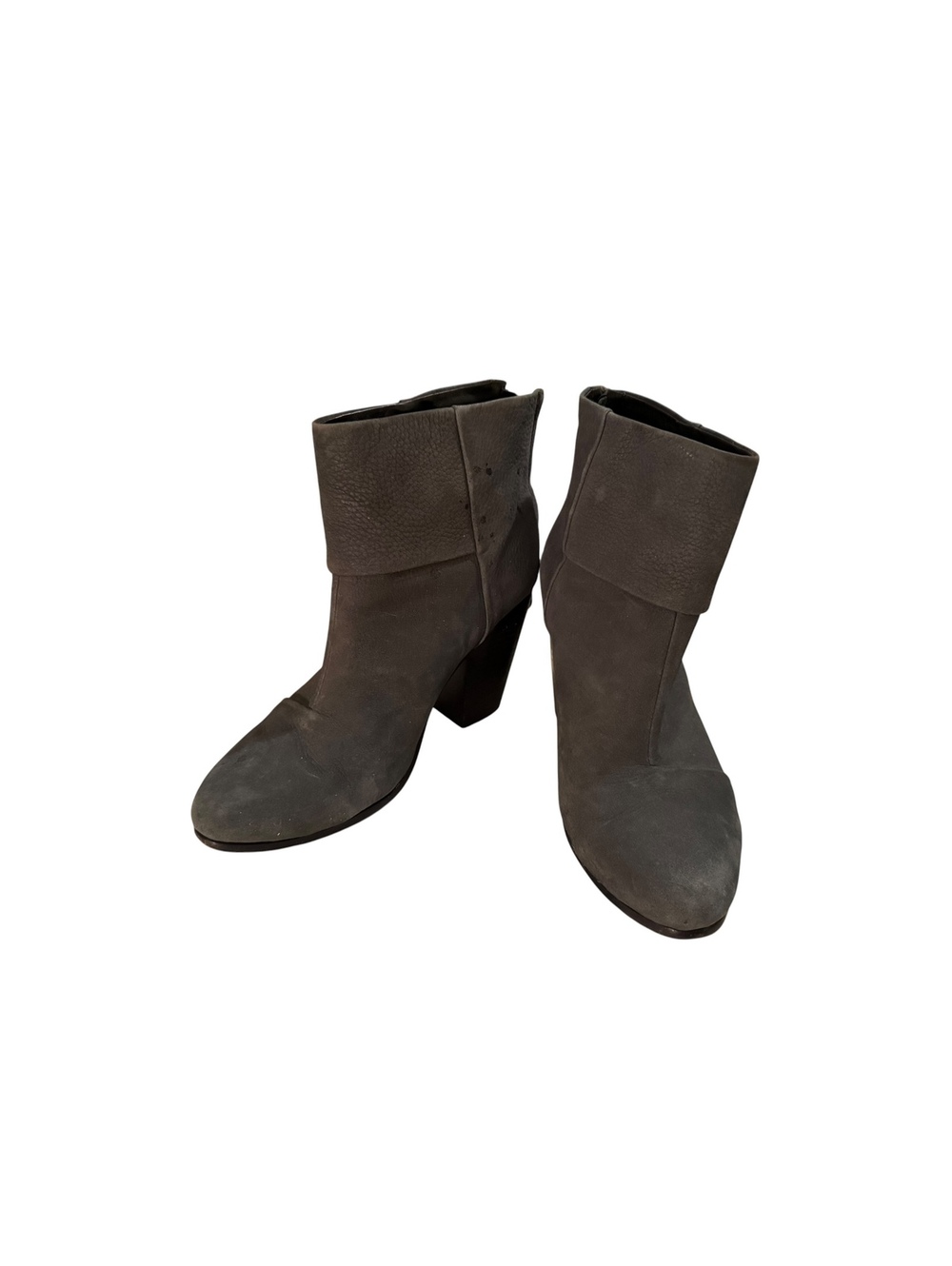 rag & bone Gray Suede Ankle Boots with Block Heel